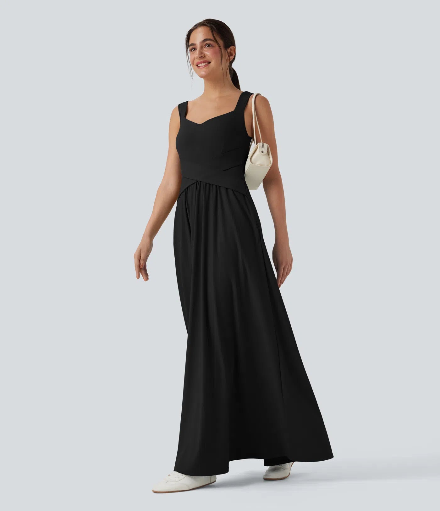 Zwiewna, casualowa sukienka maxi z kieszeniami