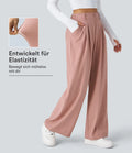 Damskie waflowe spodnie wide leg z wysokim stanem i kieszeniami